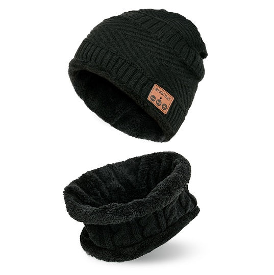 MZ026 Bluetooth hat bib plush knit hat