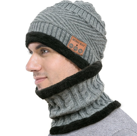 MZ026 Bluetooth hat bib plush knit hat