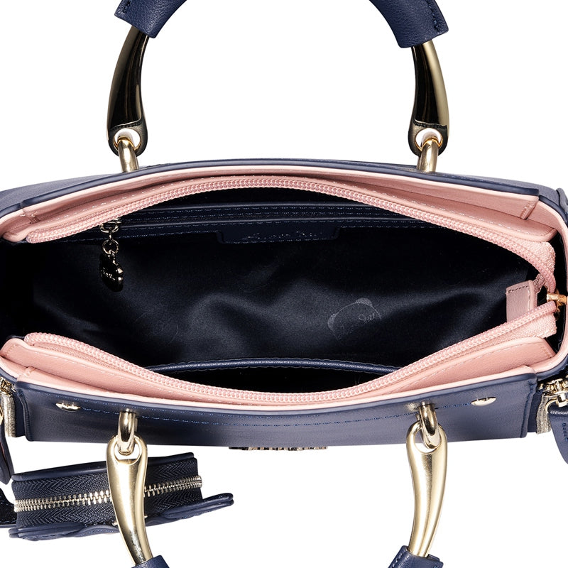 Cute Funny Funny Cute Handbag Blue Leather Cat Embroidery