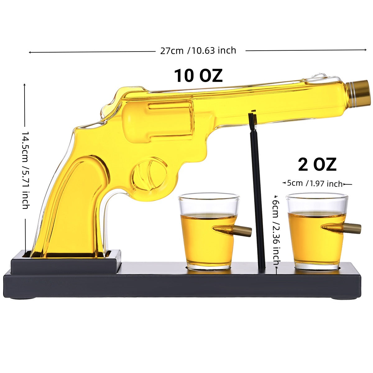 Gifts For Men Dad, 10 Oz Whiskey Gun Decanter Set  2 Bullet Glasses - Unique Birthday Pistol Gift Ideas Daughter Son, Personalized Liquor Dispenser - Scotch Bourbon Vodka, Him, Brother Husband