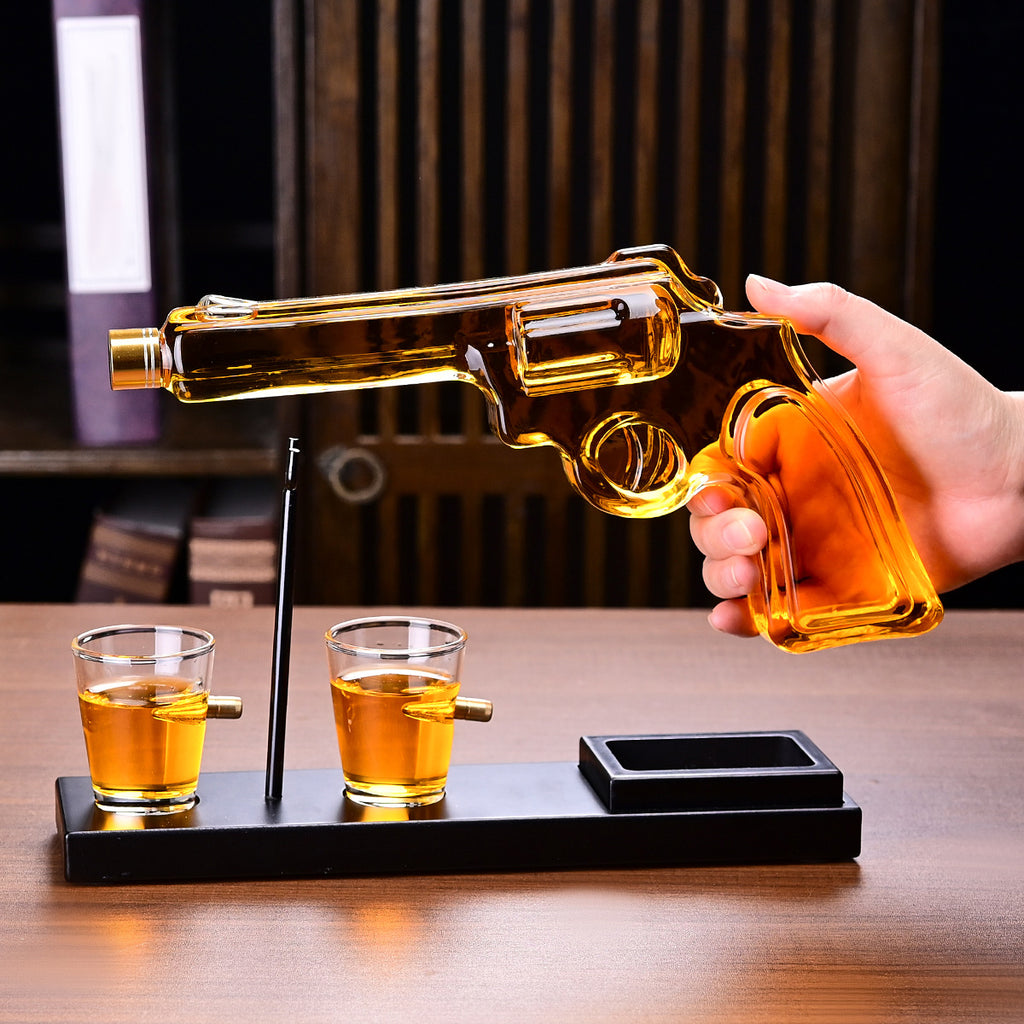 Gifts For Men Dad, 10 Oz Whiskey Gun Decanter Set  2 Bullet Glasses - Unique Birthday Pistol Gift Ideas Daughter Son, Personalized Liquor Dispenser - Scotch Bourbon Vodka, Him, Brother Husband