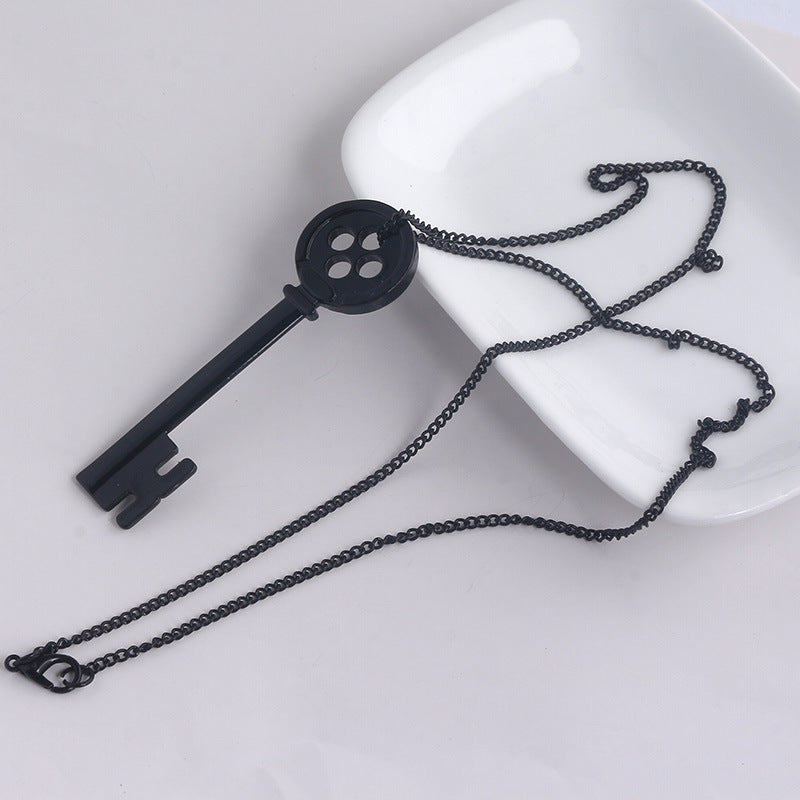 Movie Coraline Black Button Key Of The Secret Door Pendant Necklaces Halloween Gift