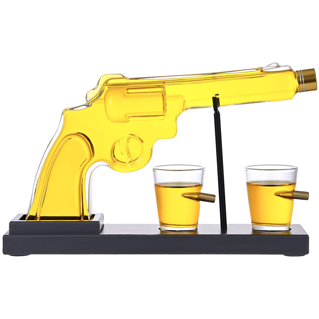 Gifts For Men Dad, 10 Oz Whiskey Gun Decanter Set  2 Bullet Glasses - Unique Birthday Pistol Gift Ideas Daughter Son, Personalized Liquor Dispenser - Scotch Bourbon Vodka, Him, Brother Husband